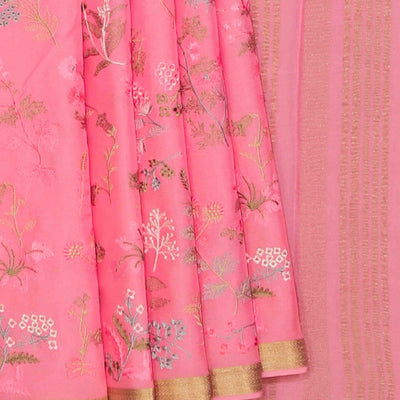 Crepe Silk Coral Pink Saree