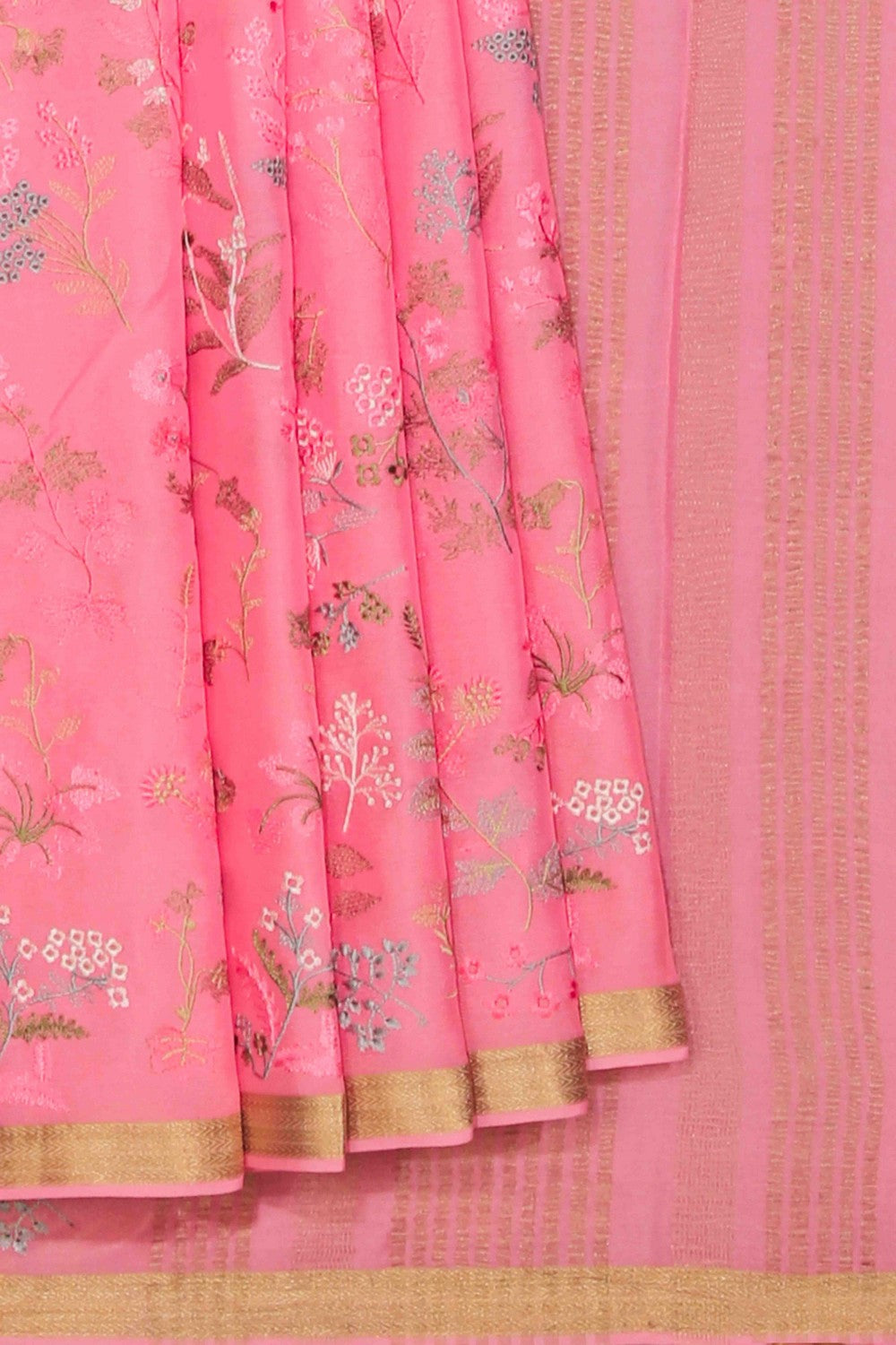 Crepe Silk Coral Pink Saree