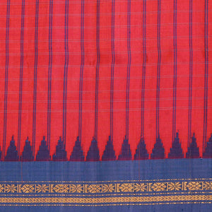 Gadwal Silk Coral Red Saree