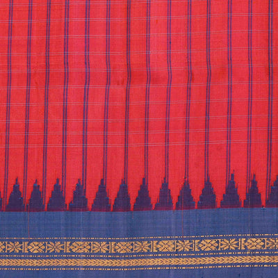 Gadwal Silk Coral Red Saree
