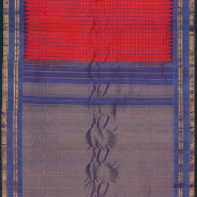 Gadwal Silk Coral Red Saree