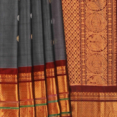 Gadwal Cotton Silk Grey Saree