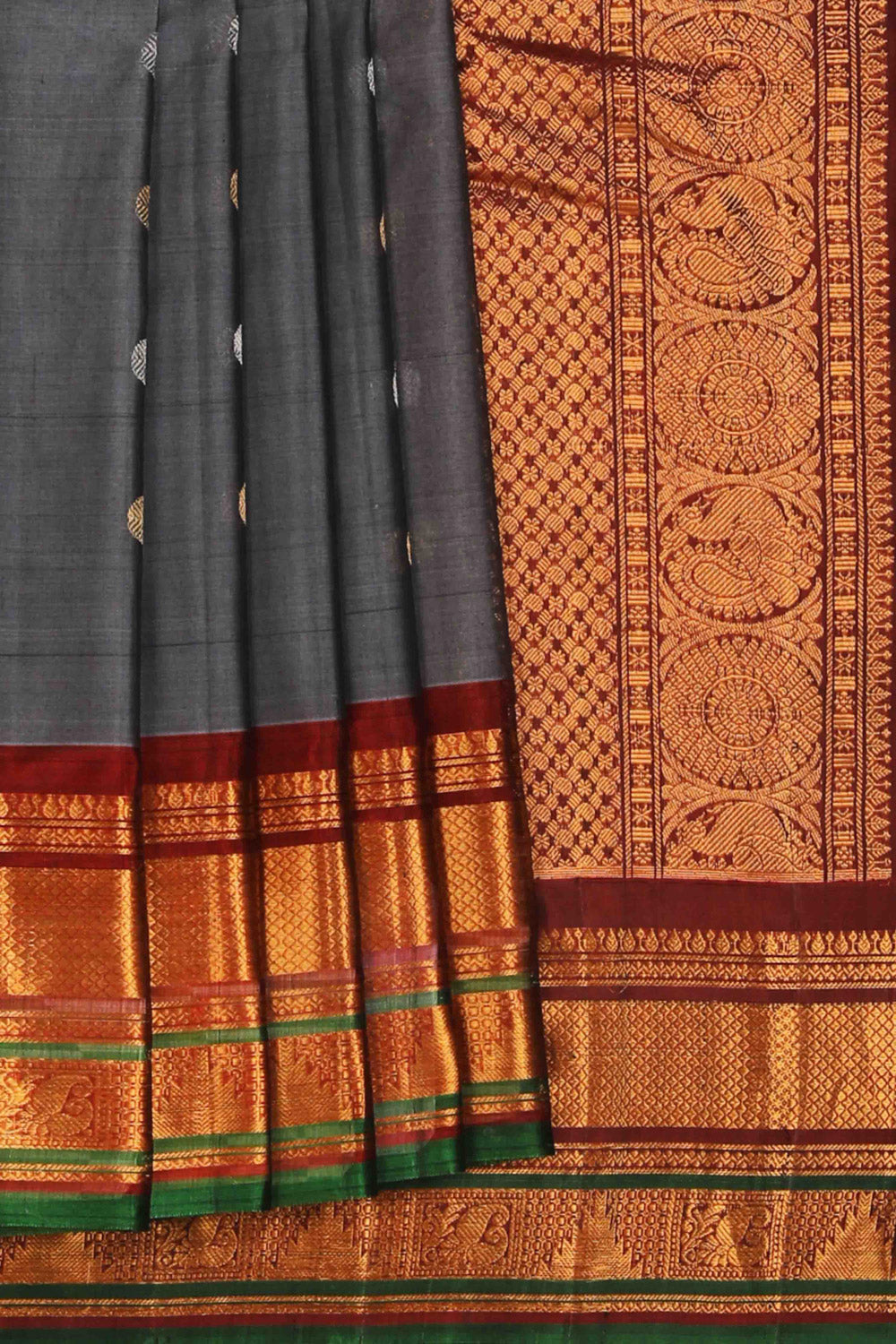 Gadwal Cotton Silk Grey Saree
