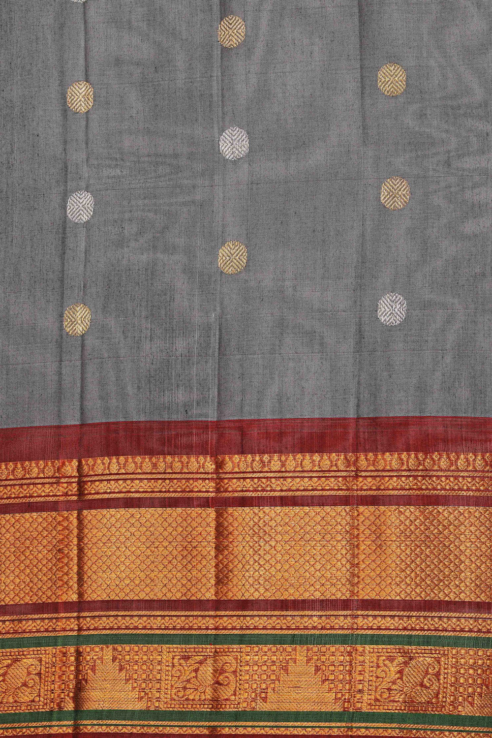 Gadwal Cotton Silk Grey Saree