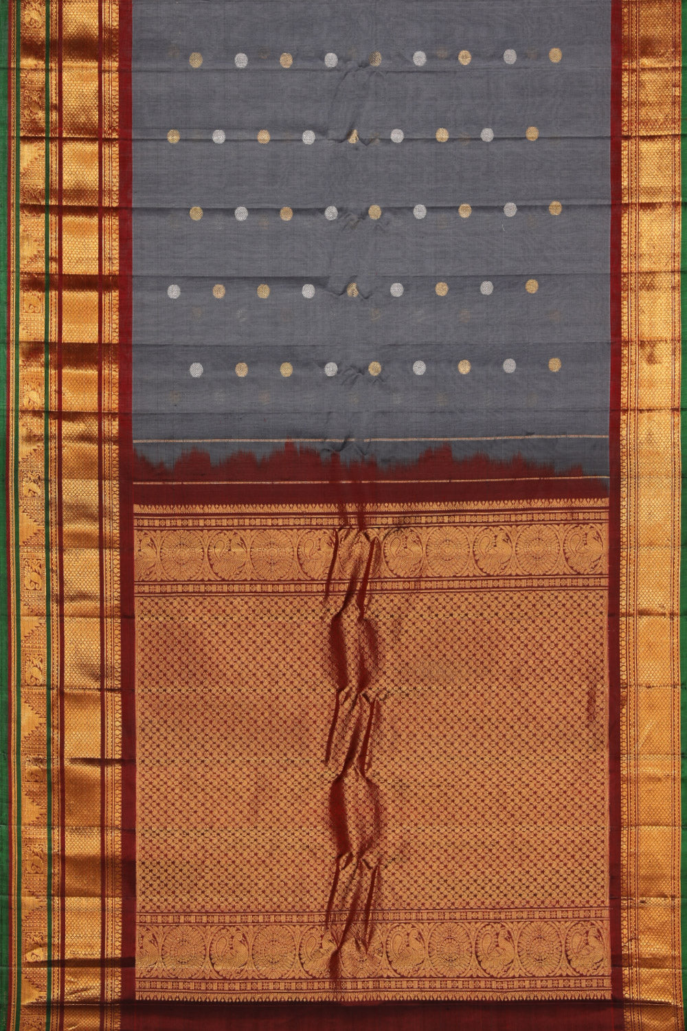 Gadwal Cotton Silk Grey Saree