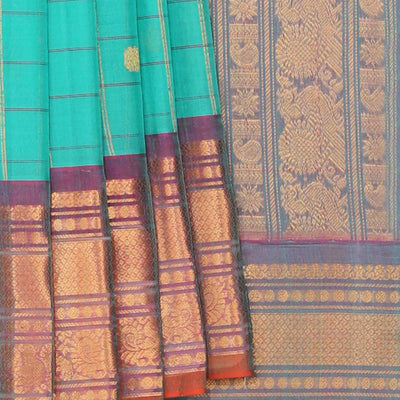Gadwal Cotton Silk Sea-Green Saree