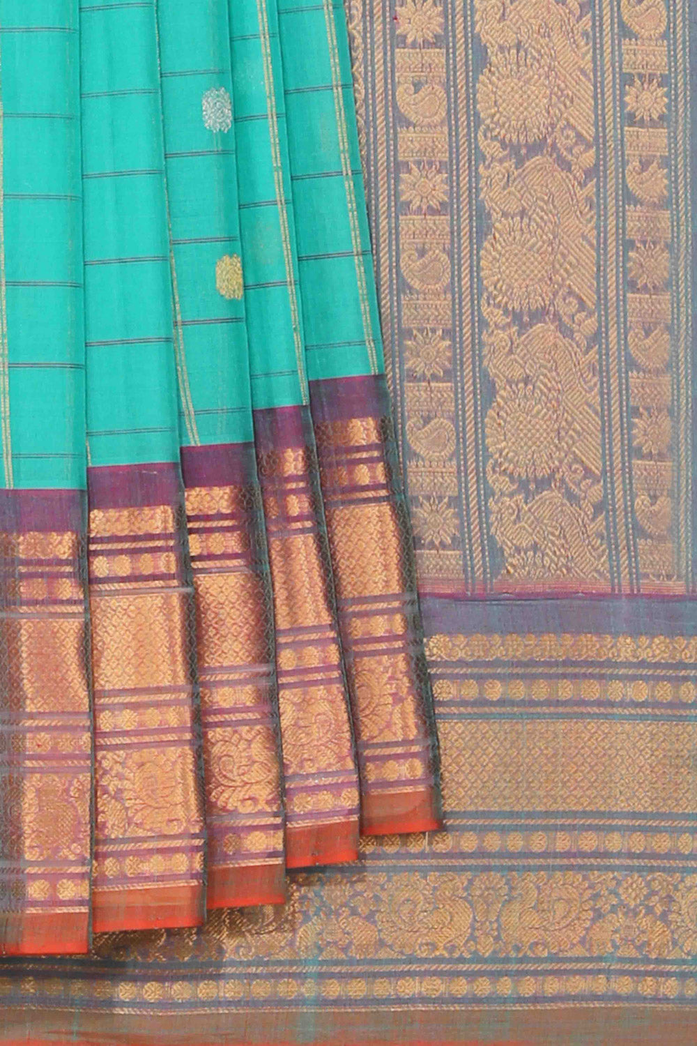 Gadwal Cotton Silk Sea-Green Saree