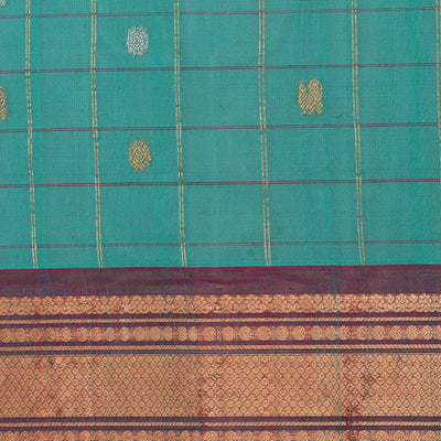 Gadwal Cotton Silk Sea-Green Saree