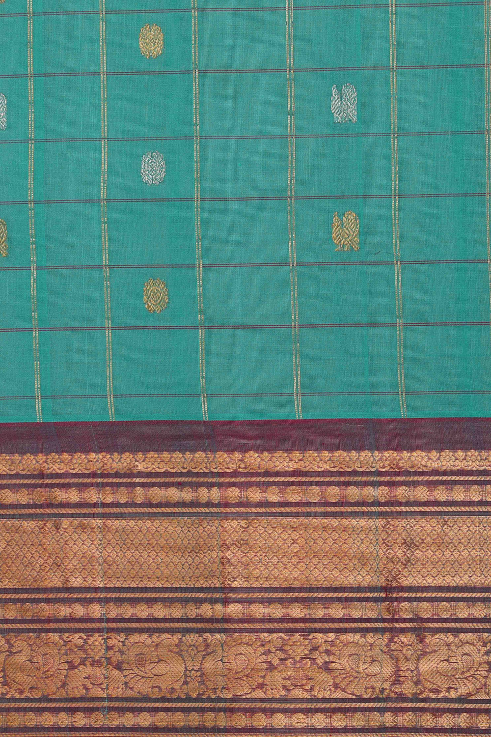Gadwal Cotton Silk Sea-Green Saree