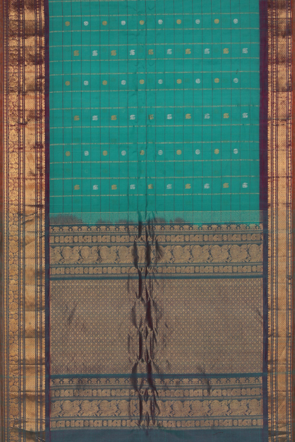 Gadwal Cotton Silk Sea-Green Saree