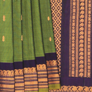 Gadwal Cotton Silk Green Saree
