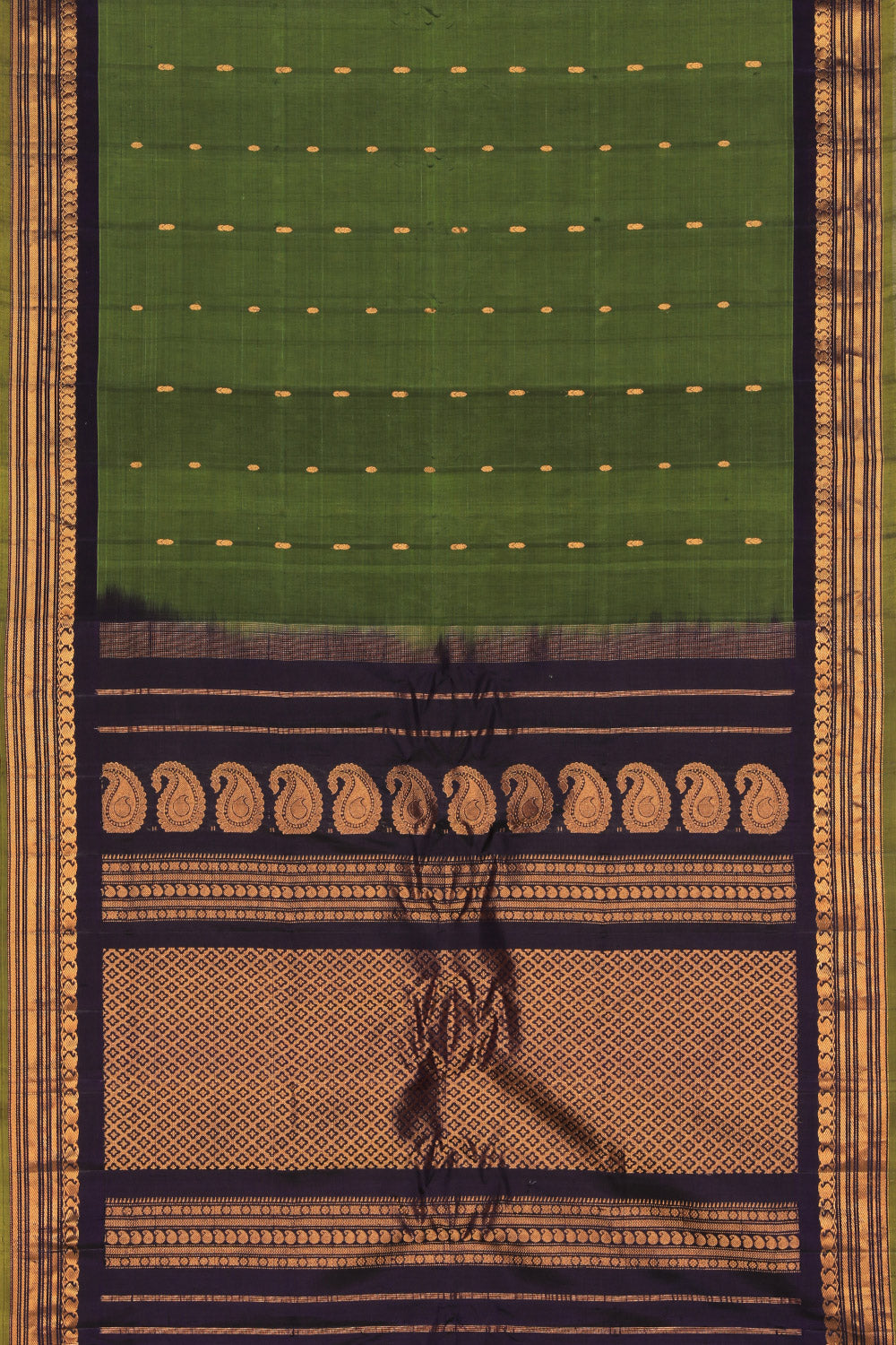 Gadwal Cotton Silk Green Saree