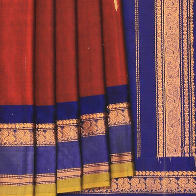 Gadwal Cotton Silk Maroon Saree
