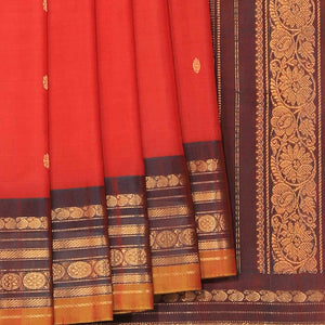 Gadwal Cotton Silk Coral Pink Saree