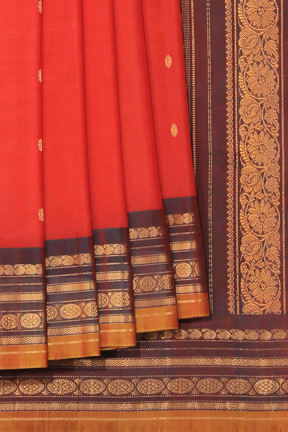 Gadwal Cotton Silk Coral Pink Saree