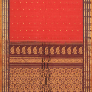 Gadwal Cotton Silk Coral Pink Saree