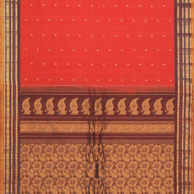 Gadwal Cotton Silk Coral Pink Saree
