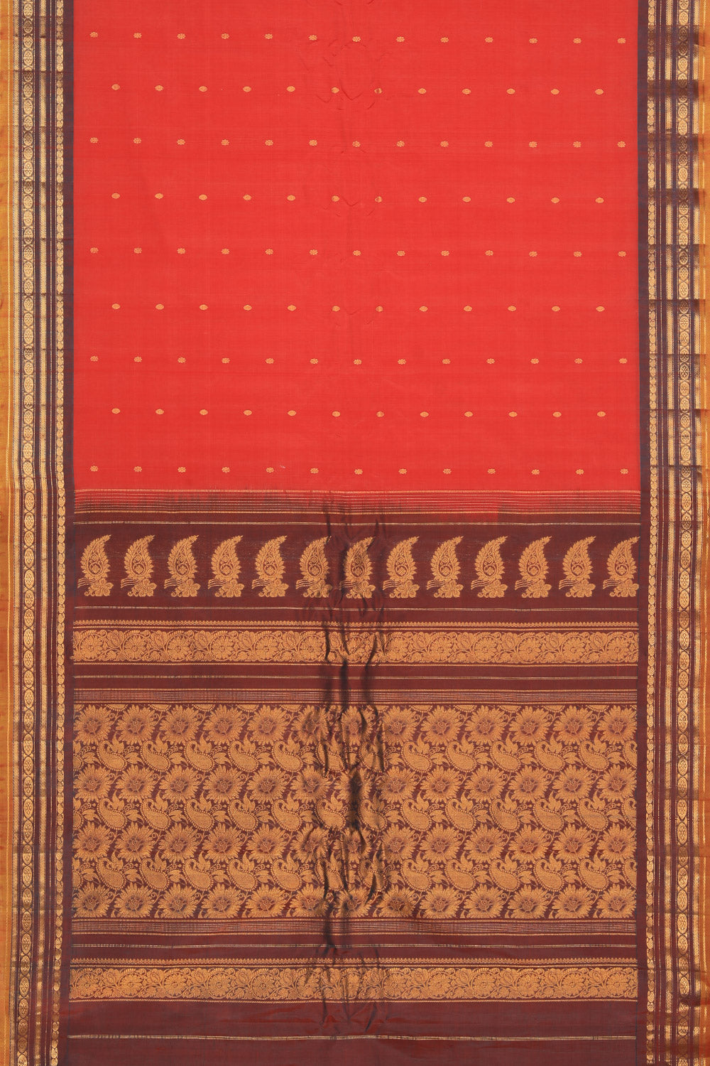 Gadwal Cotton Silk Coral Pink Saree