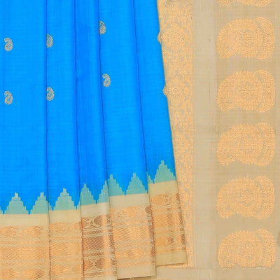 Gadwal Cotton Silk Blue Saree
