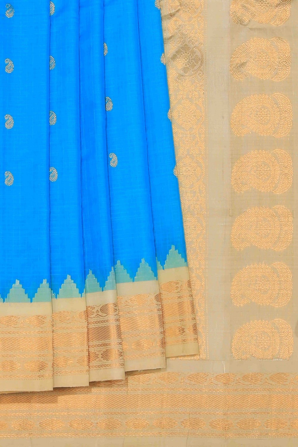 Gadwal Cotton Silk Blue Saree