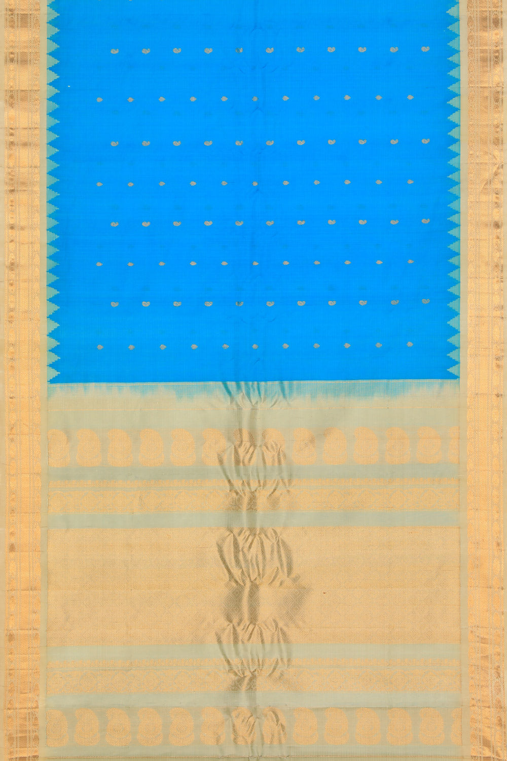 Gadwal Cotton Silk Blue Saree