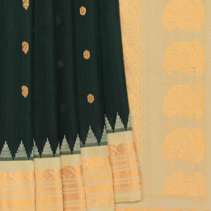 Gadwal Cotton Silk Bottle Green Saree