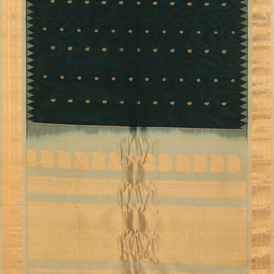Gadwal Cotton Silk Bottle Green Saree