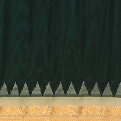 Gadwal Cotton Silk Bottle Green Saree