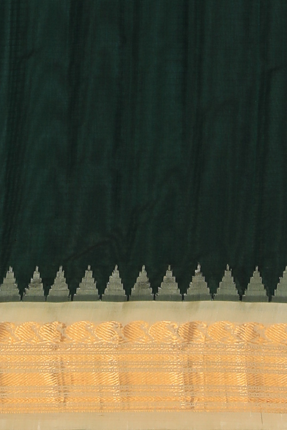 Gadwal Cotton Silk Bottle Green Saree