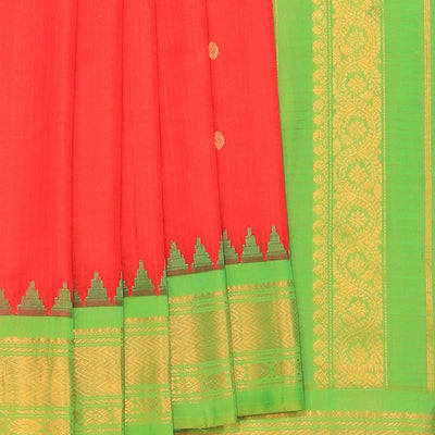 Gadwal Cotton Silk Red Saree