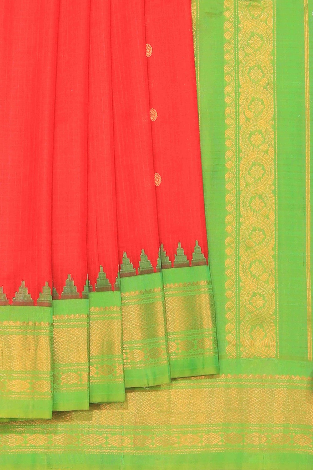 Gadwal Cotton Silk Red Saree