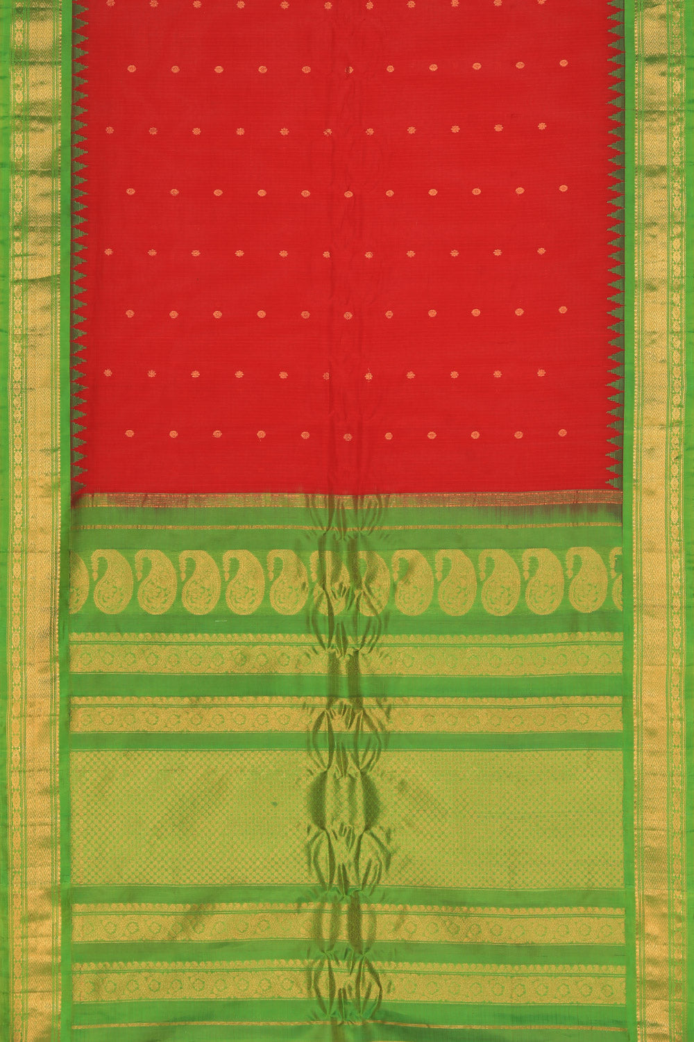 Gadwal Cotton Silk Red Saree