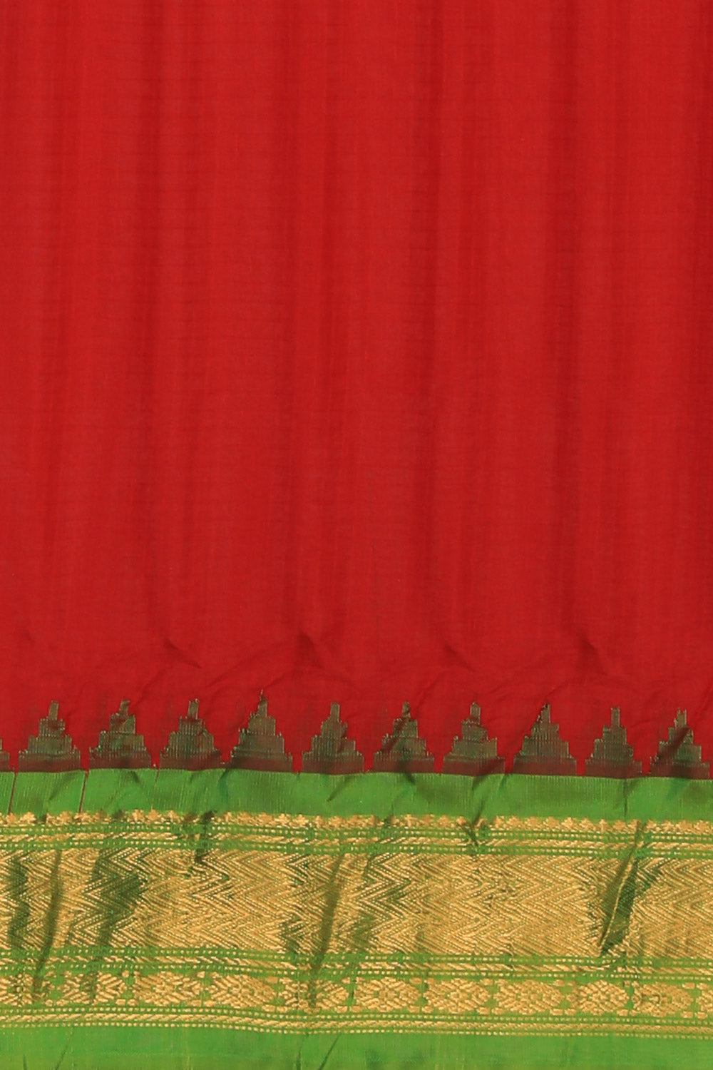 Gadwal Cotton Silk Red Saree