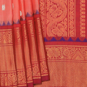 Gadwal Silk Coral Pink Saree