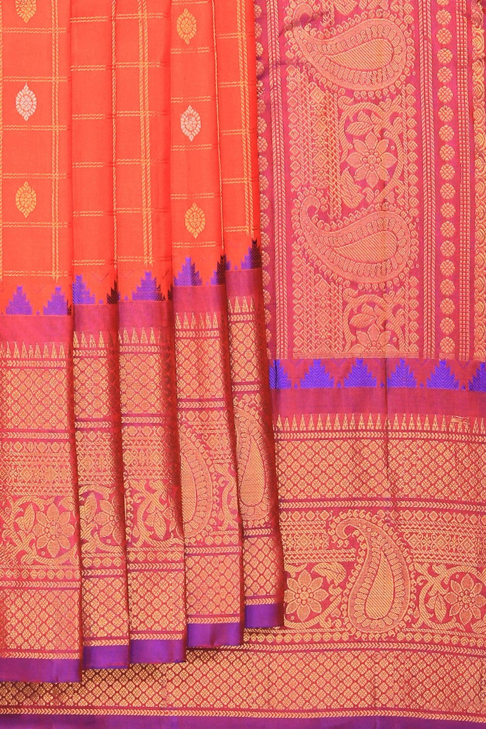Gadwal Silk Orange Saree