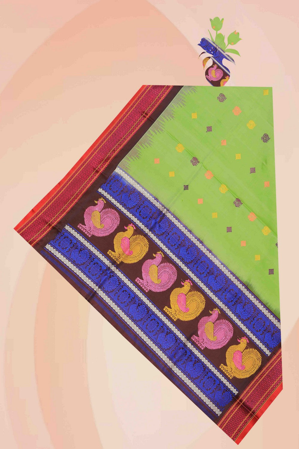 Gadwal Silk Mint Green Dupatta