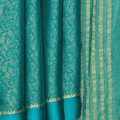 Crepe Silk Teal Green Saree