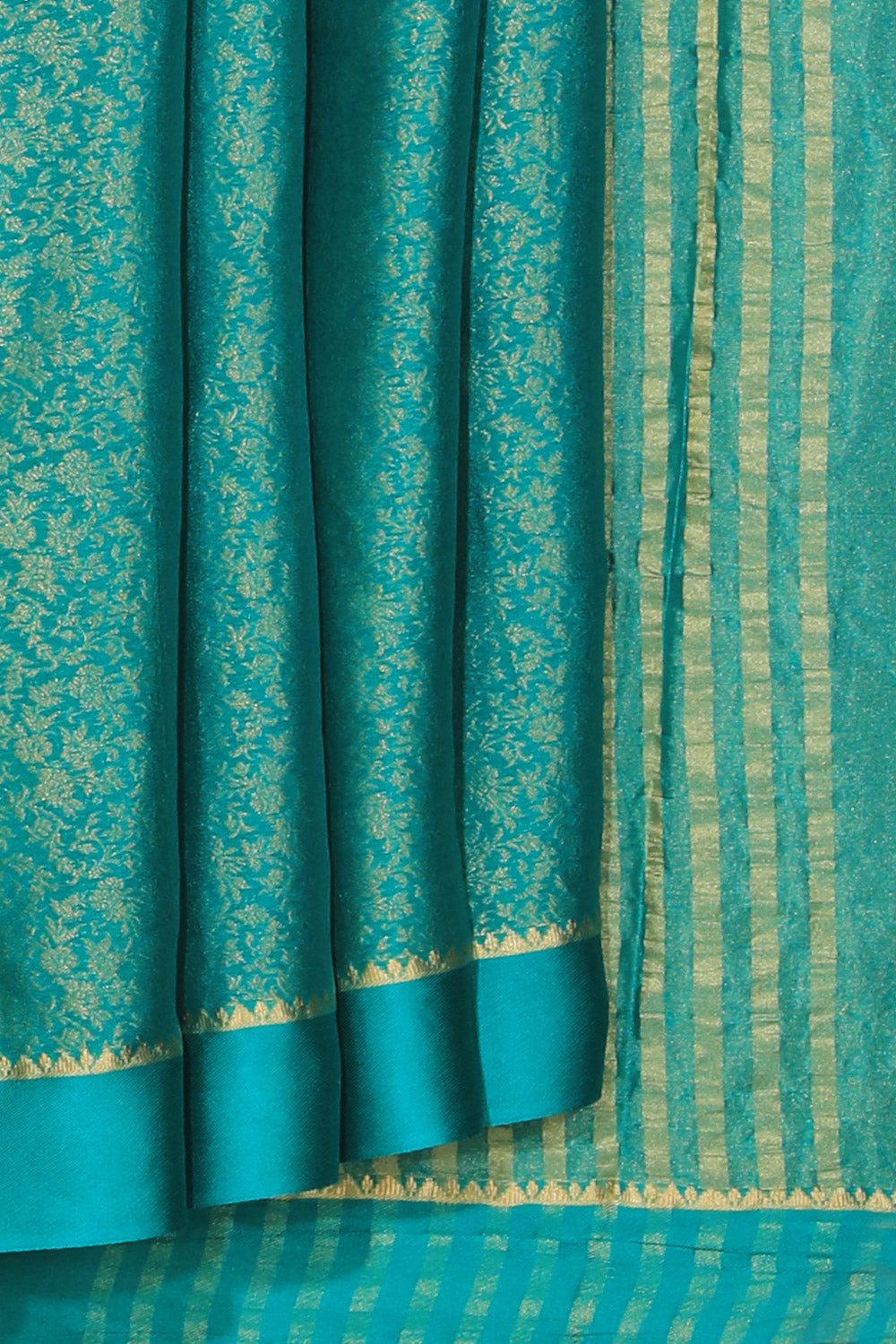 Crepe Silk Teal Green Saree