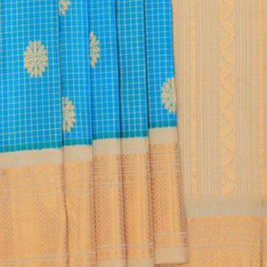 Gadwal Teal Blue Saree