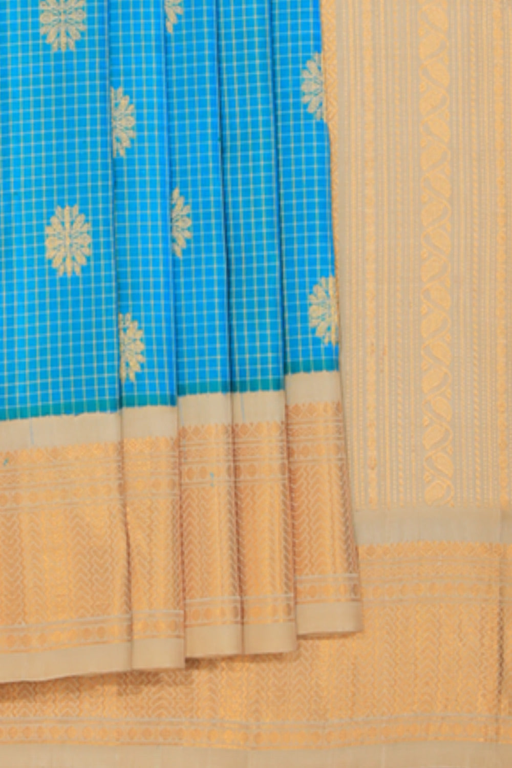 Gadwal Teal Blue Saree