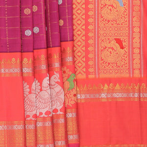 Gadwal Silk Magenta-Pink Saree