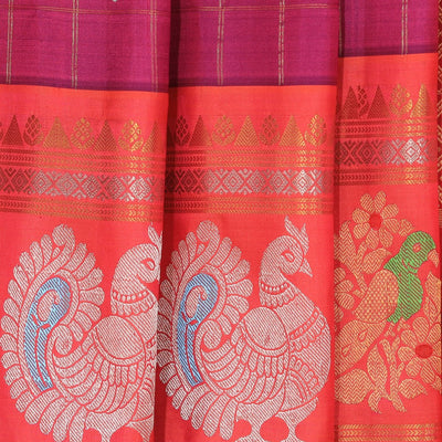 Gadwal Silk Magenta-Pink Saree