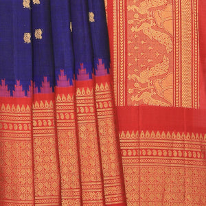 Gadwal Silk Indigo Blue Saree