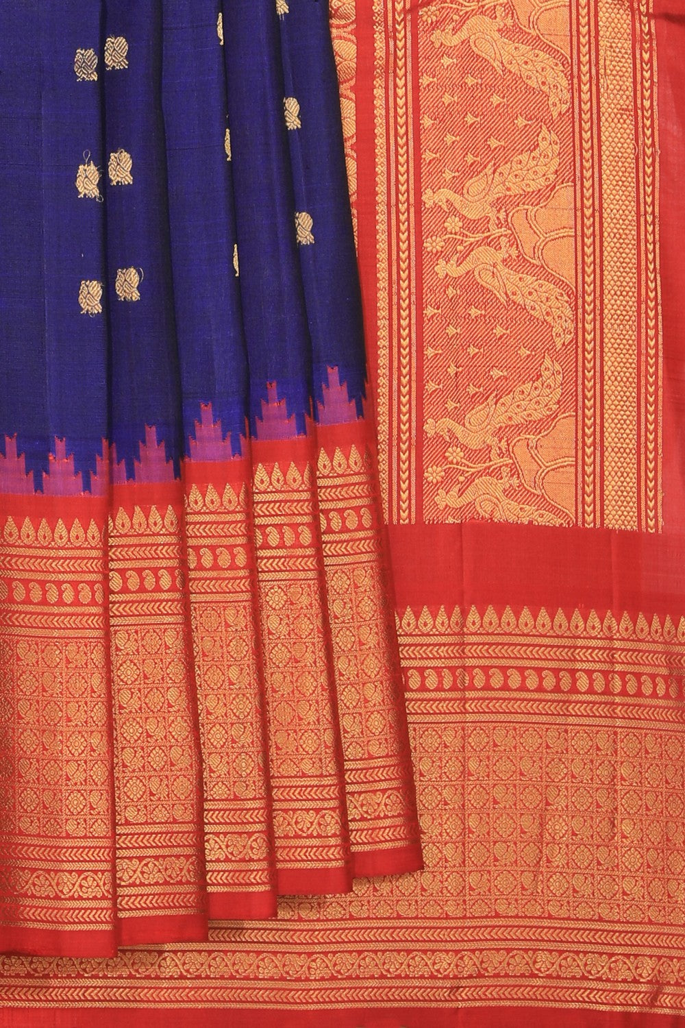 Gadwal Silk Indigo Blue Saree
