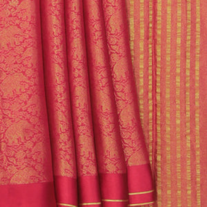 Crepe Silk Brocade Pink Saree
