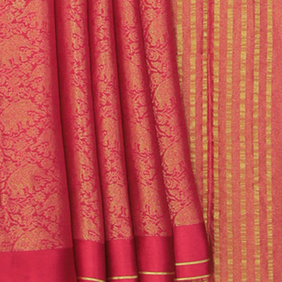 Crepe Silk Brocade Pink Saree
