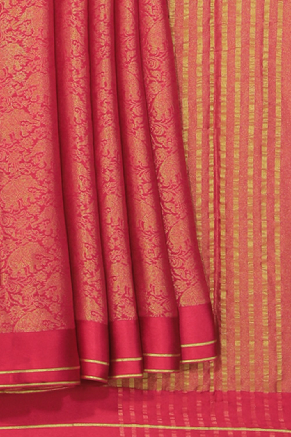 Crepe Silk Brocade Pink Saree