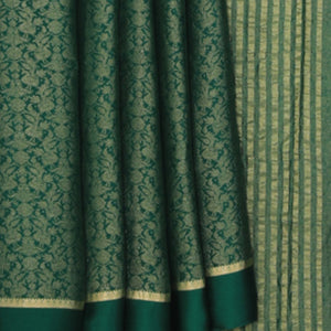 Crepe Silk Brocade Green Saree