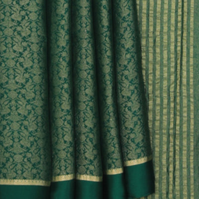 Crepe Silk Brocade Green Saree