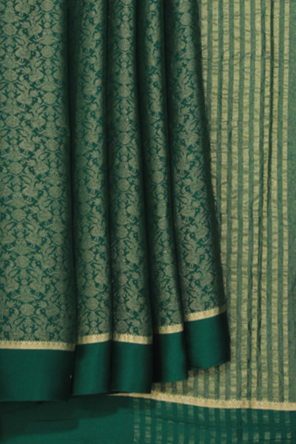 Crepe Silk Brocade Green Saree
